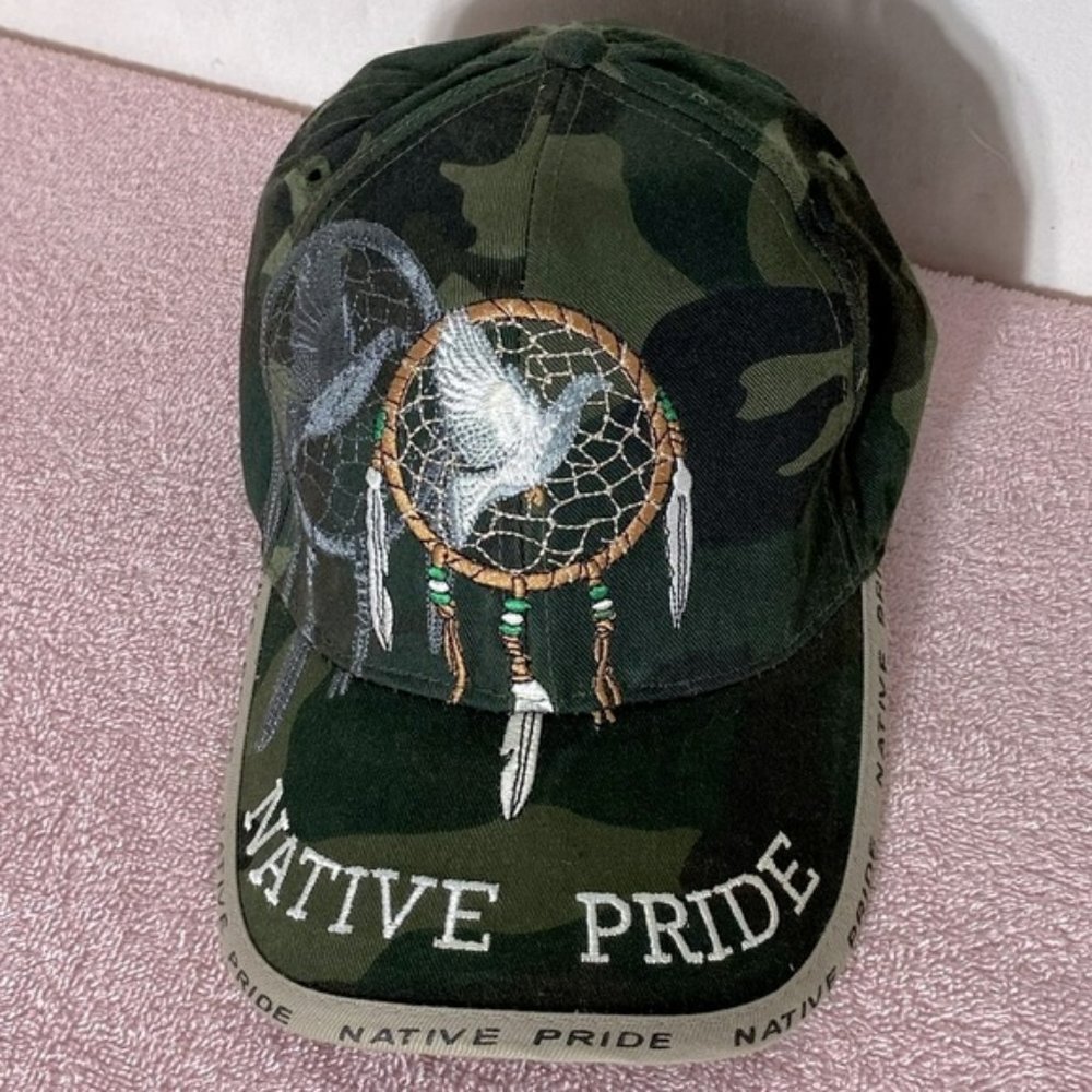 Just Darling Native Pride Green Camo Hat With Embroidered Dreamcatcher